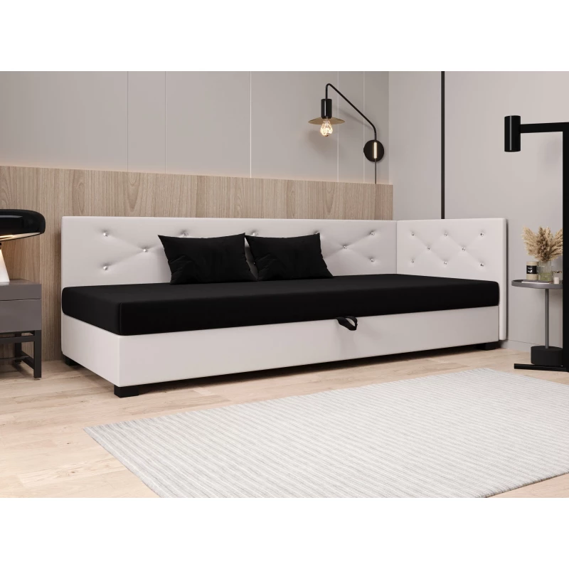 Čalúnená posteľ 90x195 MILEKA PLUS 1 - čierna / ecru