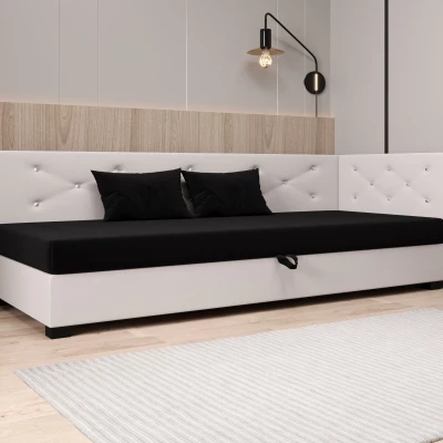 Čalúnená posteľ 120x195 MILEKA PLUS 1 - čierna / ecru