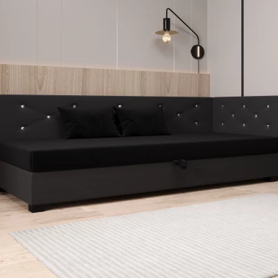 Čalúnená posteľ 120x195 MILEKA PLUS 1 - čierna / šedá