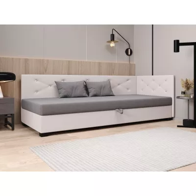 Čalúnená posteľ 80x195 MILEKA PLUS 1 - svetlo šedá / ecru