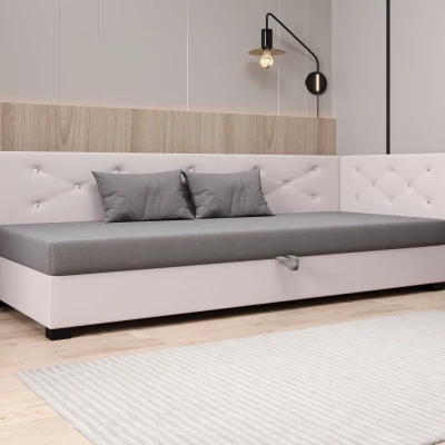 Čalúnená posteľ 100x195 MILEKA PLUS 1 - svetlo šedá / ecru