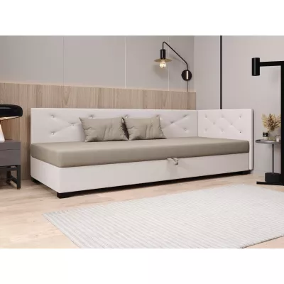 Čalúnená posteľ 80x195 MILEKA PLUS 1 - hnedá / ecru