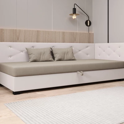 Čalúnená posteľ 100x195 MILEKA PLUS 1 - hnedá / ecru