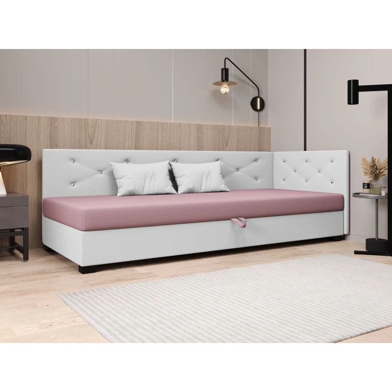 Čalúnená posteľ 100x195 MILEKA PLUS 1 - ružová / biela