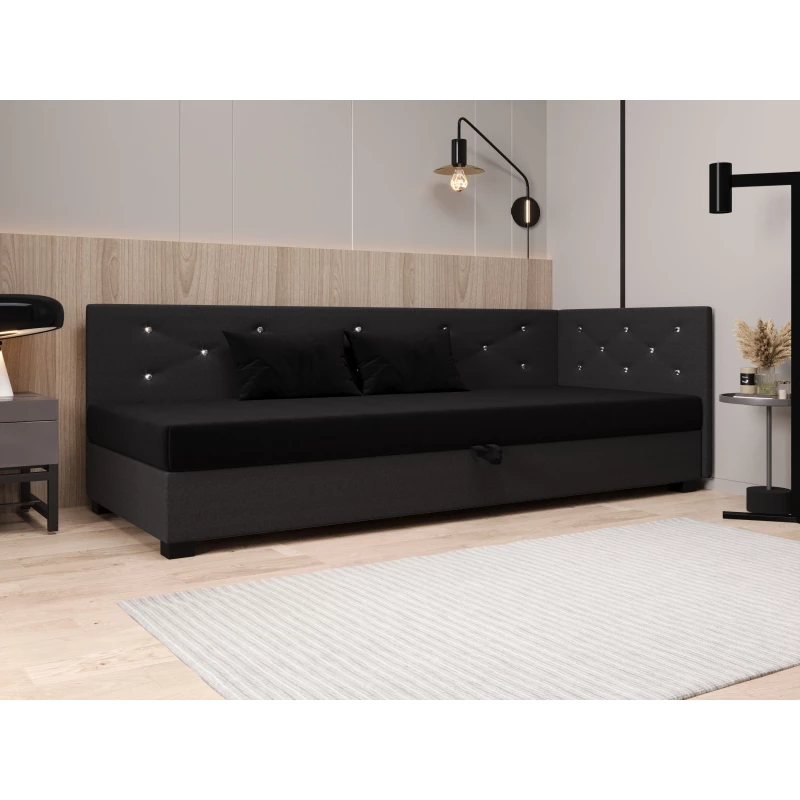 Čalúnená posteľ 110x195 MILEKA PLUS 2 - čierna / šedá