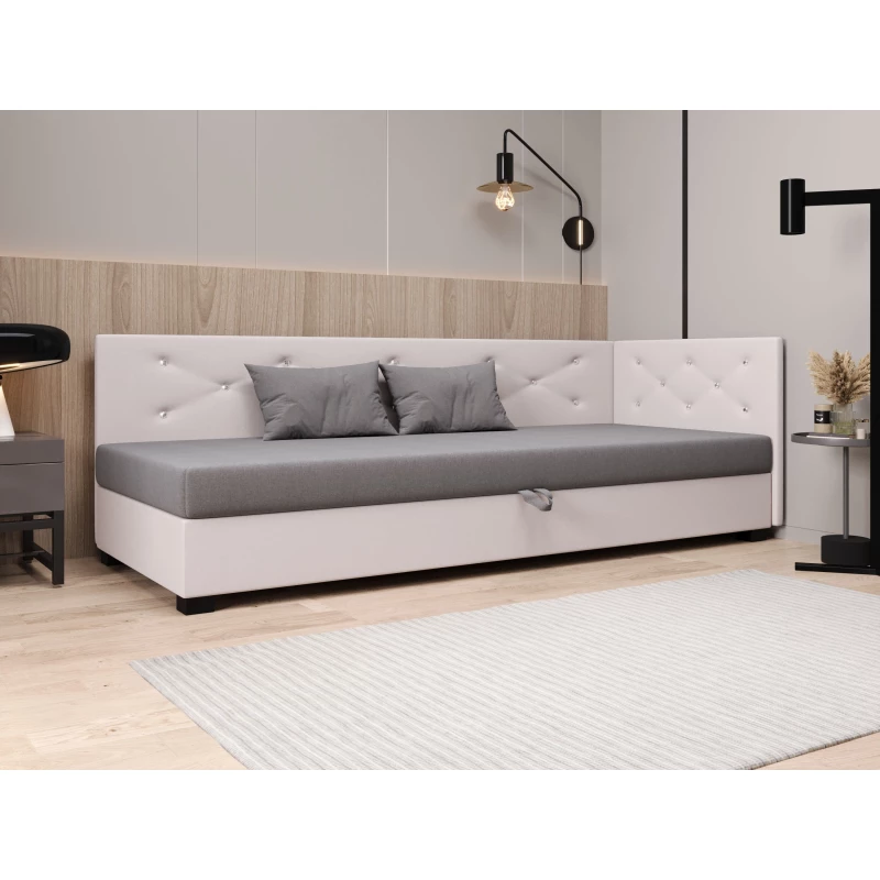 Čalúnená posteľ 90x195 MILEKA PLUS 2 - svetlo šedá / ecru