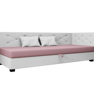 Čalúnená posteľ 100x195 MILEKA PLUS 2 - ružová / biela