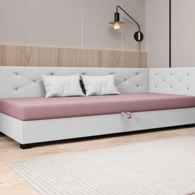 Čalúnená posteľ 100x195 MILEKA PLUS 2 - ružová / biela