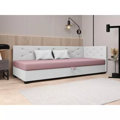 Čalúnená posteľ 110x195 MILEKA PLUS 2 - ružová / biela