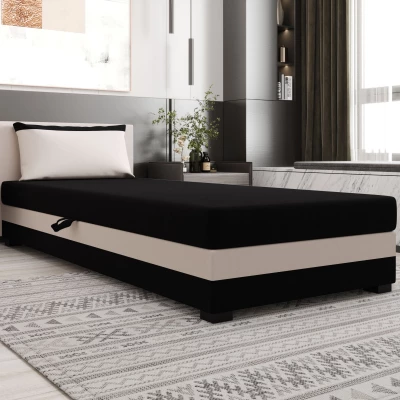 Jednolôžková posteľ 80x195 ZAJDA 1 s úložným priestorom - čierna / ecru