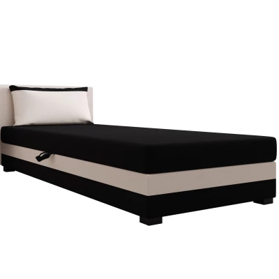 Jednolôžková posteľ 110x195 ZAJDA 1 s úložným priestorom - čierna / ecru