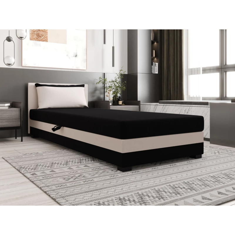 Jednolôžková posteľ 120x195 ZAJDA 1 s úložným priestorom - čierna / ecru