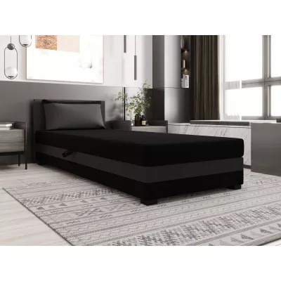 Jednolôžková posteľ 80x195 ZAJDA 1 s úložným priestorom - čierna / šedá