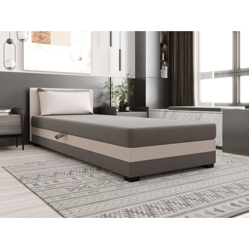 Jednolôžková posteľ 80x195 ZAJDA 1 s úložným priestorom - svetlo šedá / ecru