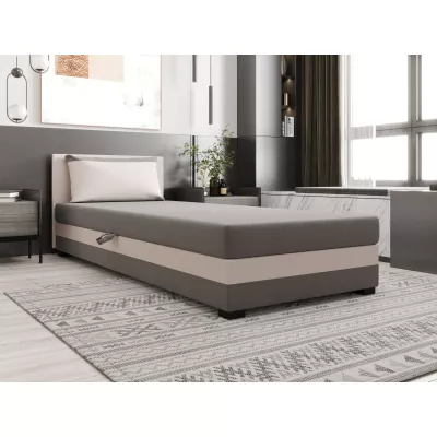 Jednolôžková posteľ 80x195 ZAJDA 1 s úložným priestorom - svetlo šedá / ecru