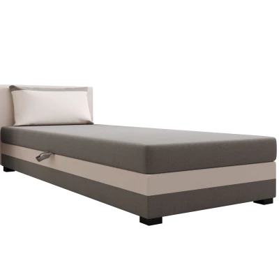 Jednolôžková posteľ 100x195 ZAJDA 1 s úložným priestorom - svetlo šedá / ecru