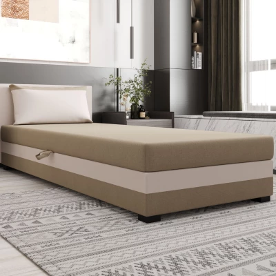 Jednolôžková posteľ 80x195 ZAJDA 1 s úložným priestorom - hnedá / ecru