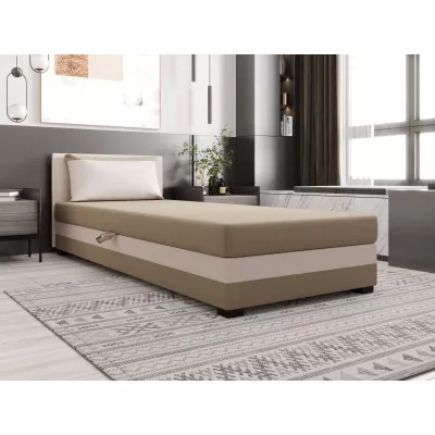 Jednolôžková posteľ 120x195 ZAJDA 1 s úložným priestorom - hnedá / ecru