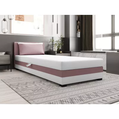 Jednolôžková posteľ 80x195 ZAJDA 1 s úložným priestorom - ružová / biela