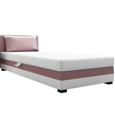 Jednolôžková posteľ 110x195 ZAJDA 1 s úložným priestorom - ružová / biela