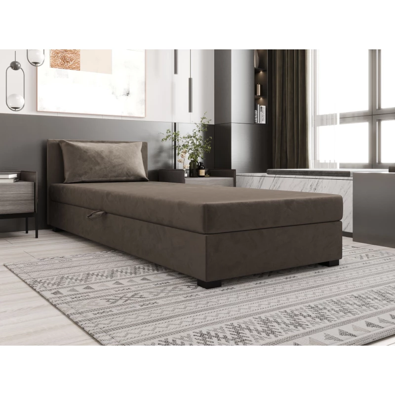 Jednolôžková posteľ 100x195 ZAJDA 1 s úložným priestorom - tmavo hnedá