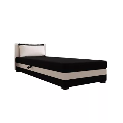 Jednolôžková posteľ 110x195 ZAJDA 2 s úložným priestorom - čierna / ecru