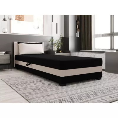 Jednolôžková posteľ 110x195 ZAJDA 2 s úložným priestorom - čierna / ecru