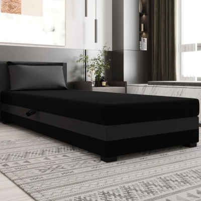 Jednolôžková posteľ 100x195 ZAJDA 2 s úložným priestorom - čierna / šedá