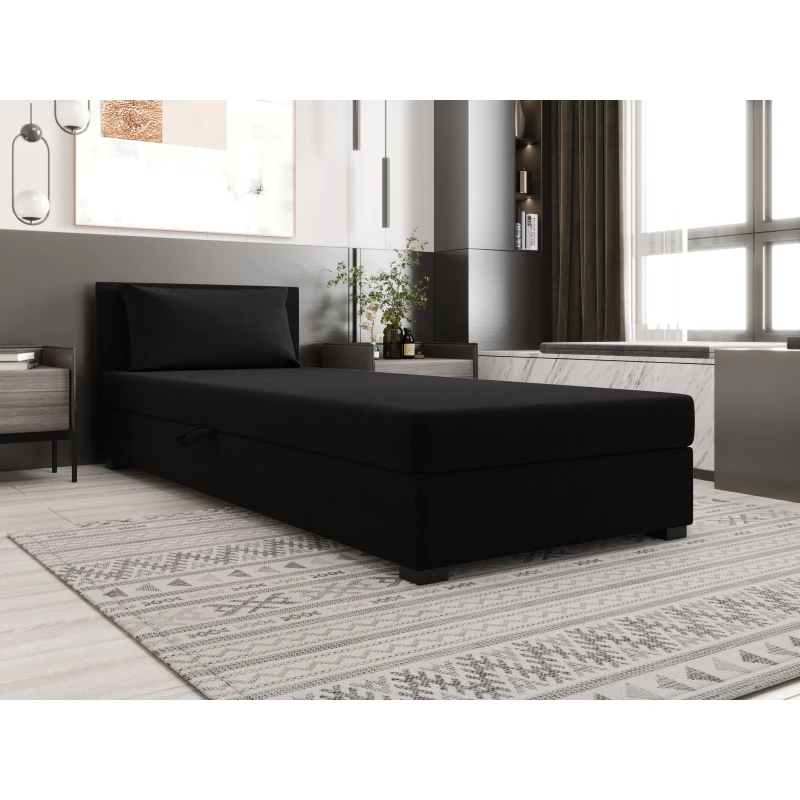 Jednolôžková posteľ 110x195 ZAJDA 2 s úložným priestorom - čierna