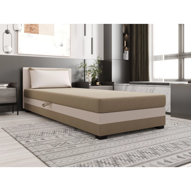 Jednolôžková posteľ 80x195 ZAJDA 2 s úložným priestorom - hnedá / ecru