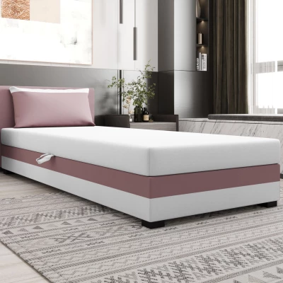 Jednolôžková posteľ 80x195 ZAJDA 2 s úložným priestorom - ružová / biela