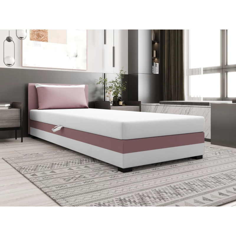 Jednolôžková posteľ 120x195 ZAJDA 2 s úložným priestorom - ružová / biela