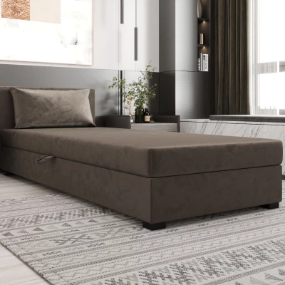 Jednolôžková posteľ 120x195 ZAJDA 2 s úložným priestorom - tmavo hnedá