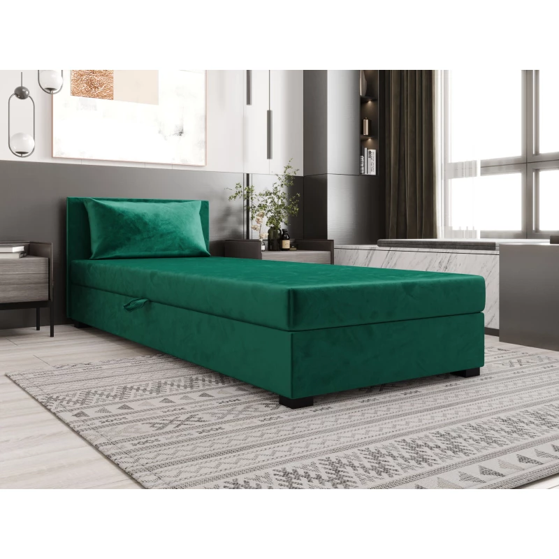 Jednolôžková posteľ 110x195 ZAJDA 2 s úložným priestorom - zelená