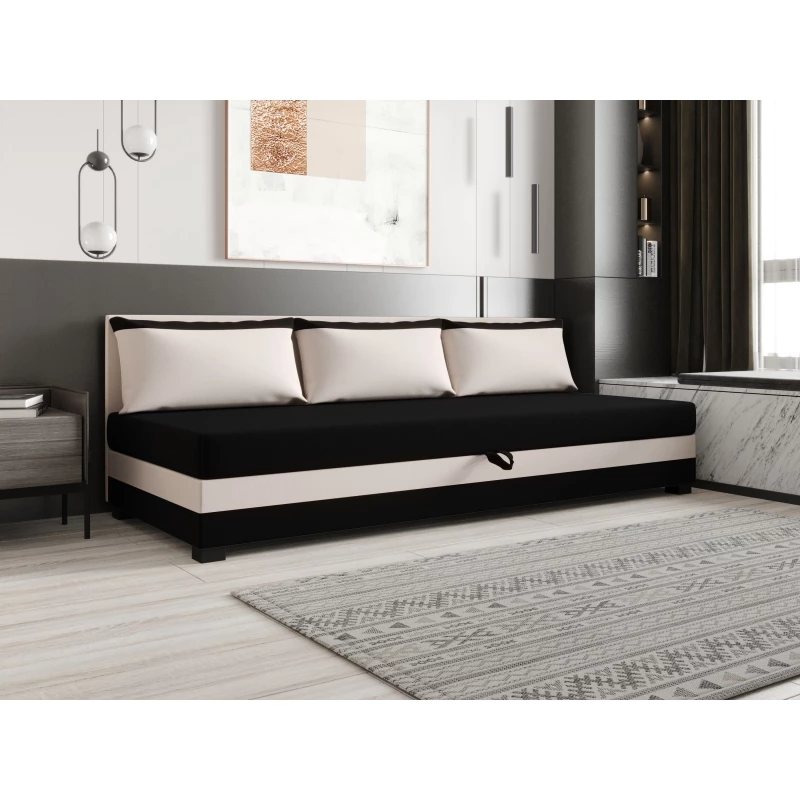 Jednolôžková posteľ 80x195 ZAJDA BIZ 1 s úložným priestorom - čierna / ecru