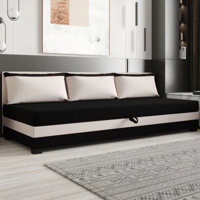 Jednolôžková posteľ 100x195 ZAJDA BIZ 1 s úložným priestorom - čierna / ecru