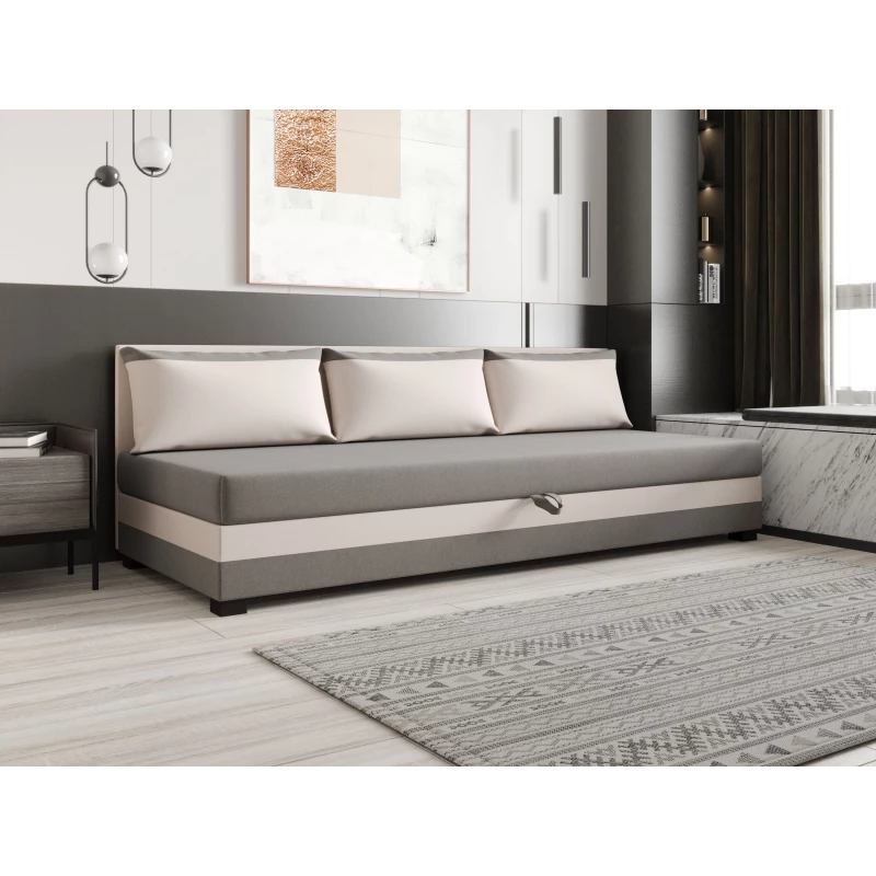 Jednolôžková posteľ 100x195 ZAJDA BIZ 1 s úložným priestorom - svetlo šedá / ecru