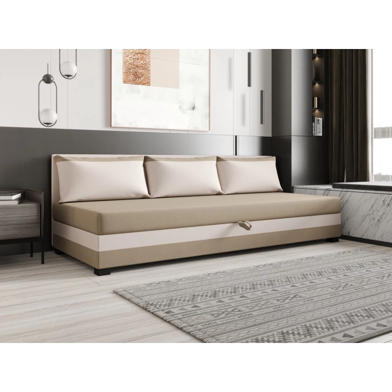 Jednolôžková posteľ 110x195 ZAJDA BIZ 1 s úložným priestorom - hnedá / ecru