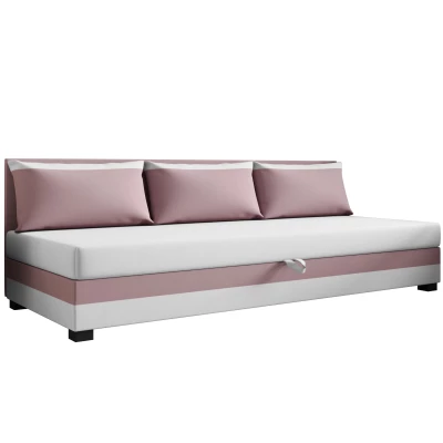 Jednolôžková posteľ 110x195 ZAJDA BIZ 1 s úložným priestorom - ružová / biela