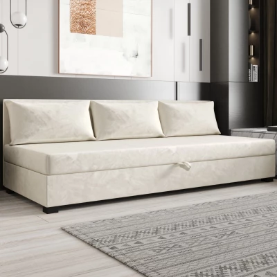 Jednolôžková posteľ 90x195 ZAJDA BIZ 1 s úložným priestorom - ecru