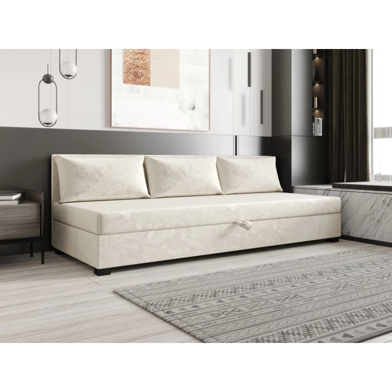 Jednolôžková posteľ 110x195 ZAJDA BIZ 1 s úložným priestorom - ecru