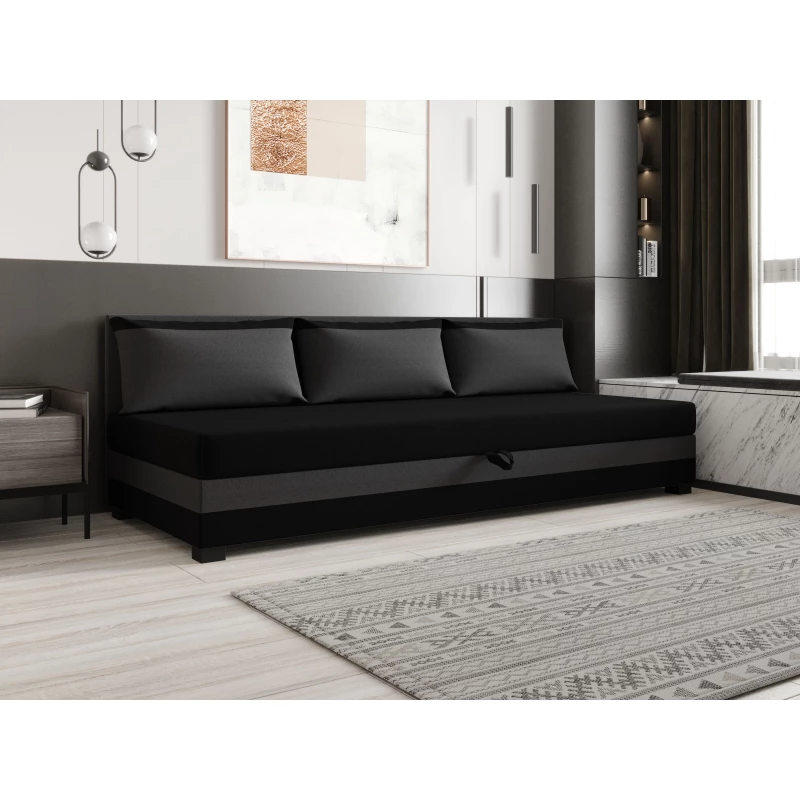 Jednolôžková posteľ 80x195 ZAJDA BIZ 2 s úložným priestorom - čierna / šedá