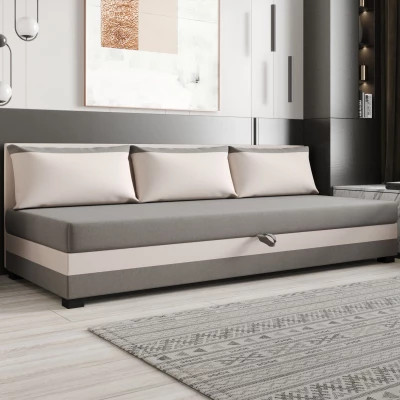 Jednolôžková posteľ 80x195 ZAJDA BIZ 2 s úložným priestorom - svetlo šedá / ecru