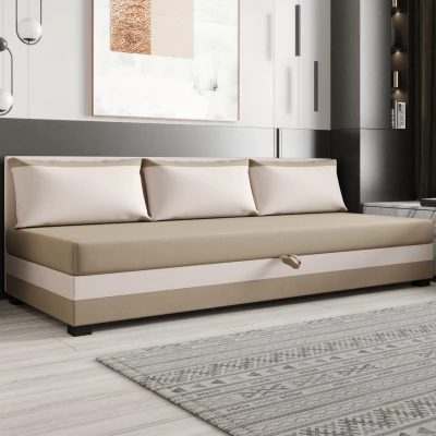 Jednolôžková posteľ 120x195 ZAJDA BIZ 2 s úložným priestorom - hnedá / ecru