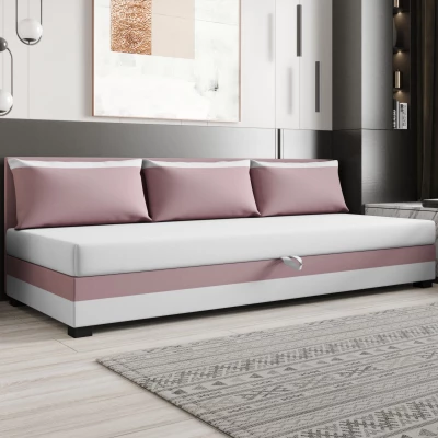 Jednolôžková posteľ 80x195 ZAJDA BIZ 2 s úložným priestorom - ružová / biela