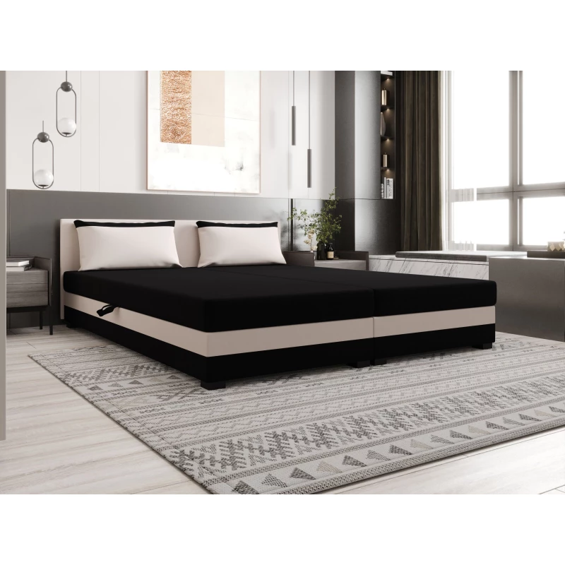 Manželská posteľ 180x200 ZAJDA DOUBLE 1 s úložným priestorom - čierna / ecru
