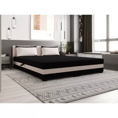 Manželská posteľ 180x200 ZAJDA DOUBLE 1 s úložným priestorom - čierna / ecru