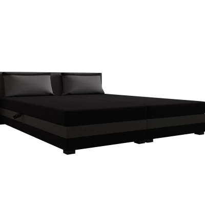 Manželská posteľ 180x200 ZAJDA DOUBLE 1 s úložným priestorom - čierna / šedá