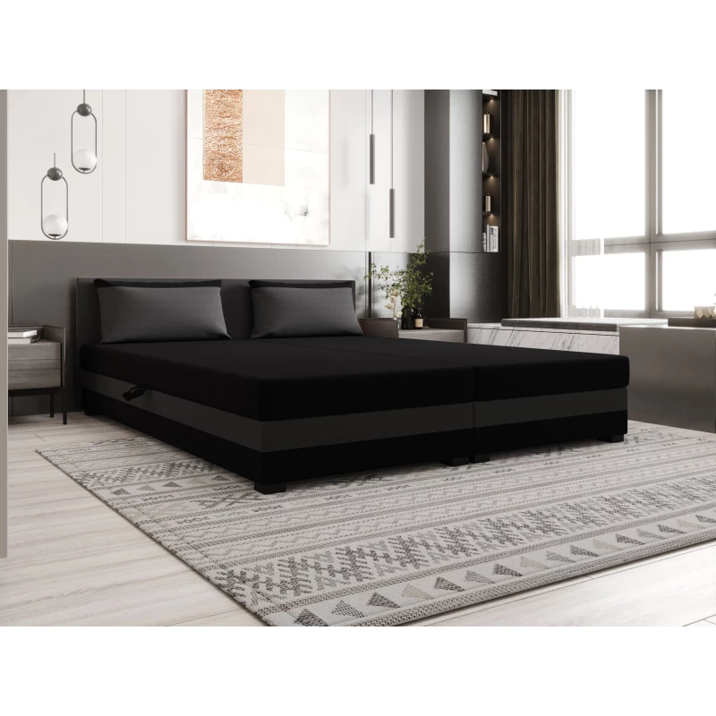 Manželská posteľ 180x200 ZAJDA DOUBLE 1 s úložným priestorom - čierna / šedá