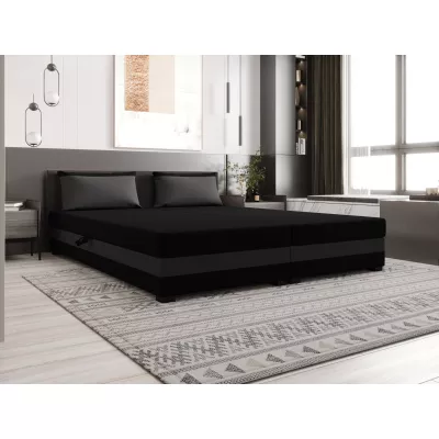 Manželská posteľ 180x200 ZAJDA DOUBLE 1 s úložným priestorom - čierna / šedá